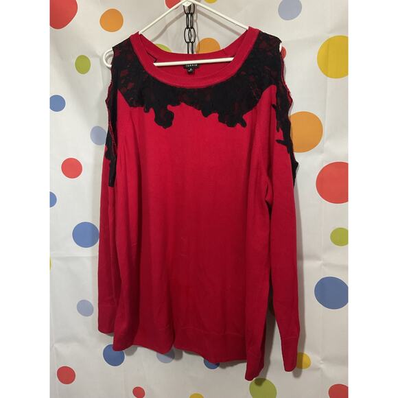 Torrid Size 4 Sweater Cutout Sleeves Red Blk - Picture 10 of 11
